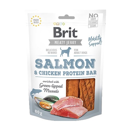 Brit Jerky Snack - Salmon Protein Bar 80g (12)
