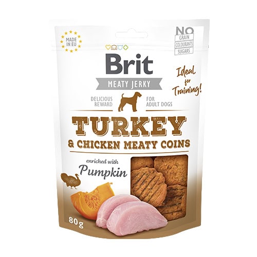 Brit Jerky Snack - Turkey - Meaty Coins 80g (12)