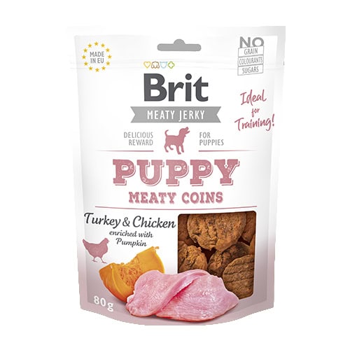 Brit Jerky Snack - Puppy / Turkey - Meaty Coins 80g (12)